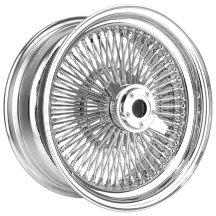 16x7" LA Wire Wheels Standard 100-Spoke Straight Lace Chrome with Chrome Heavy Duty Knock-Off Rims