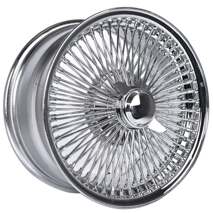 16x8" LA Wire Wheels FWD 100-Spoke Straight Lace Chrome Rims