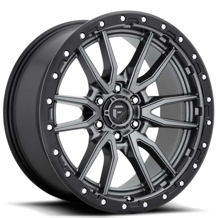 17" Fuel Wheels D680 Rebel Anthracite Center with Black Lip 6-Lug Off-Road Rims