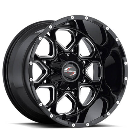 17" Scorpion Wheels SC-10 Black Milled Off-Road Rims