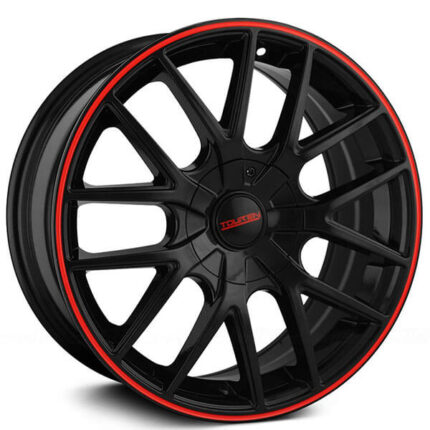 17" Touren Wheels TR60 3260 Black with Red Ring Rims