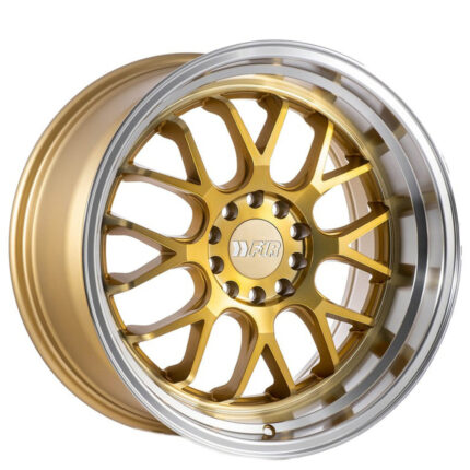 18" F1R Wheels F21 Machined Gold with Polished Lip Rims