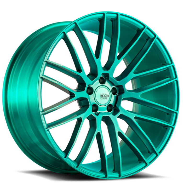 19" Savini Wheels Black Di Forza BM13 Custom Brushed Teal Rims