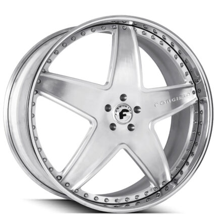 19" Staggered Forgiato Wheels Classico Brushed Silver with Chrome Lip Forged Rims