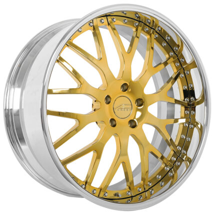 20" AC Forged Wheels ACF701 Gold Plated Center with Chrome Lip Three Piece Rims