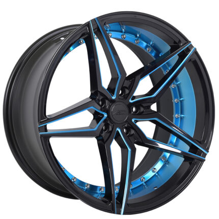 20" AC Wheels AC01 Gloss Black with Ocean Blue Accents Extreme Concave Rims