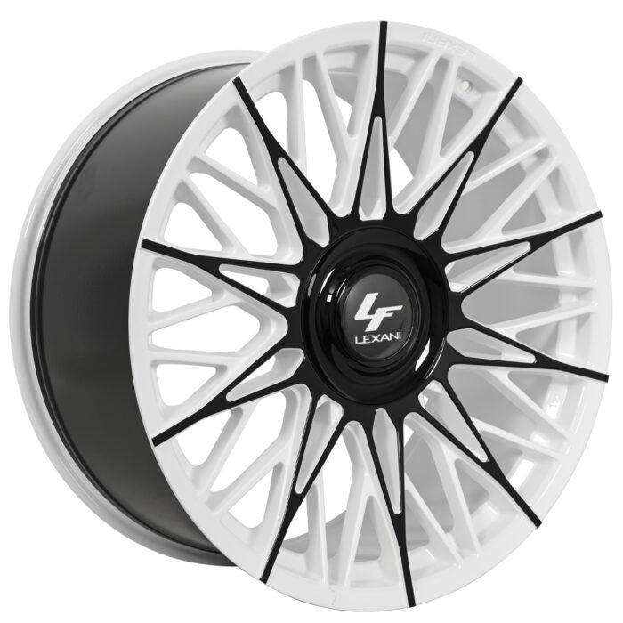 20" Lexani Wheels Newport-XL Custom White with Gloss Black Accents Rims