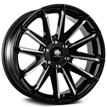 20" Mayhem Wheels 8109 Crossfire Gloss Black Milled with Dark Tint Clear Coat Off-Road Rims