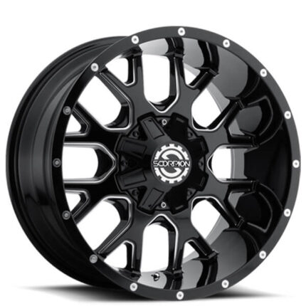 20" Scorpion Wheels SC-19 Black Milled Off-Road Rims