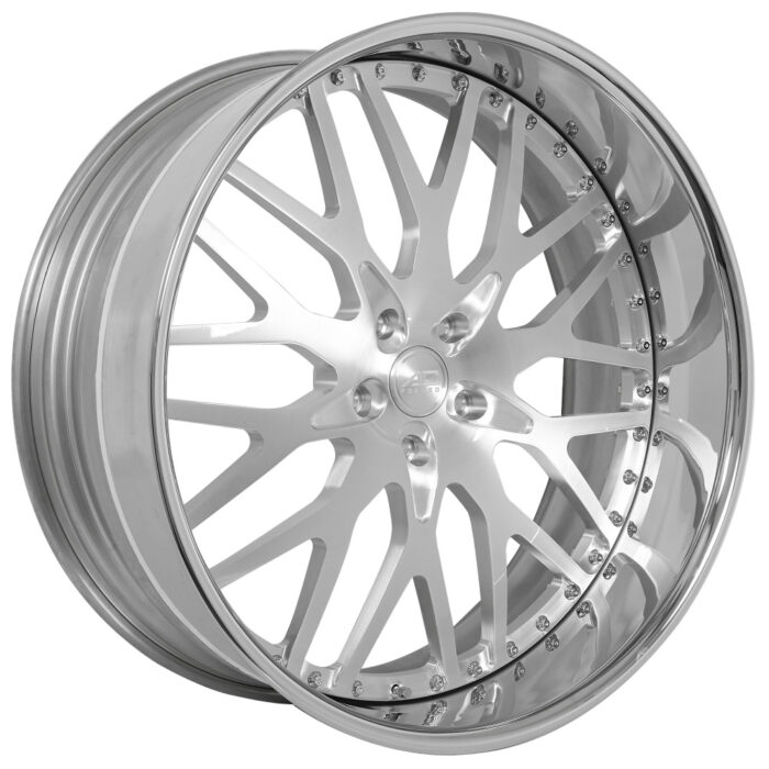 20" Staggered AC Forged Wheels ACF701 Brushed Face with Chrome Lip Three Piece Polaris Slingshot / 3-Wheeler Rims