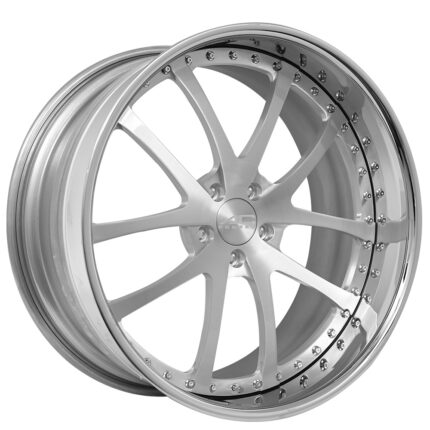 20" Staggered AC Forged Wheels ACF711 Brushed Silver with Chrome Lip Three Piece Rims