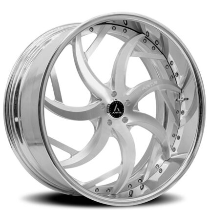 20" Staggered Artis Forged Wheels Sincity Brushed Silver Face with Chrome Lip Rims