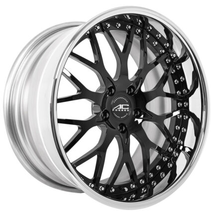 20x10" AC Forged ACF701 Black Face with Chrome Lip Three Piece Wheels (6x139/135, +35mm)