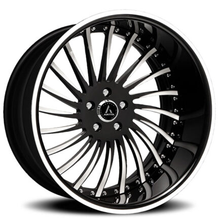 21" Staggered Artis Forged Wheels International Custom 2-Tone Face with Black Lip with Pin Stripe Accent Rims