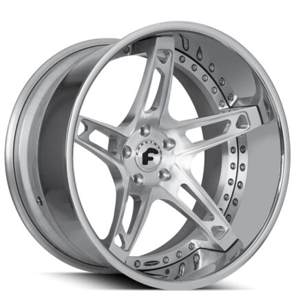 21" Staggered Forgiato Wheels Affilato-ECL Brushed Silver with Chrome Lip Forged Rims