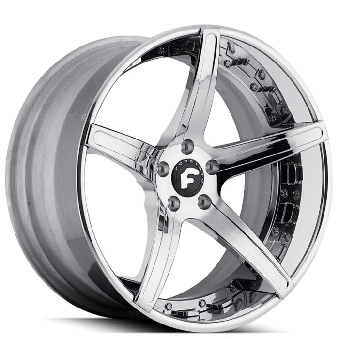 21" Staggered Forgiato Wheels Aggio-ECL Chrome Forged Rims