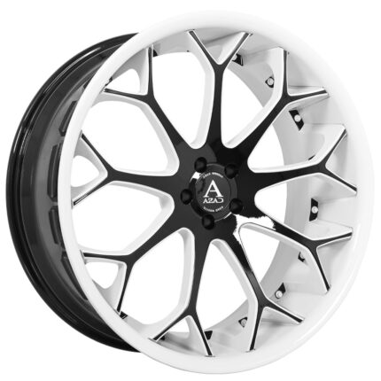 22/24" Staggered Azad Wheels AZ99 Custom White with Gloss Black Face Accents Polaris Slingshot / 3-Wheeler Rims