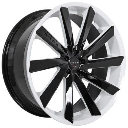 22/24" Staggered Koko Kuture Wheels Kapan Gloss Black with Custom White Inner Polaris Slingshot / 3-Wheeler Rims