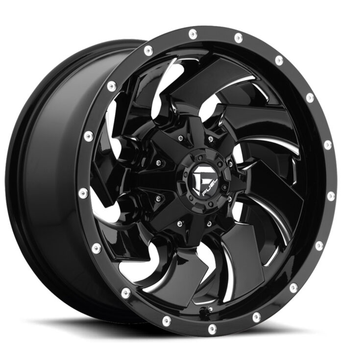 22" Fuel Wheels D574 Cleaver Gloss Black Milled Off-Road Rims