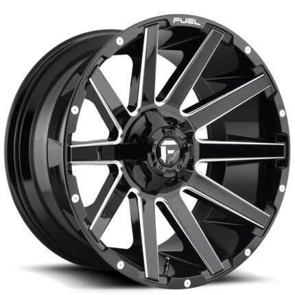 22" Fuel Wheels D615 Contra Gloss Black Milled Off-Road Rims