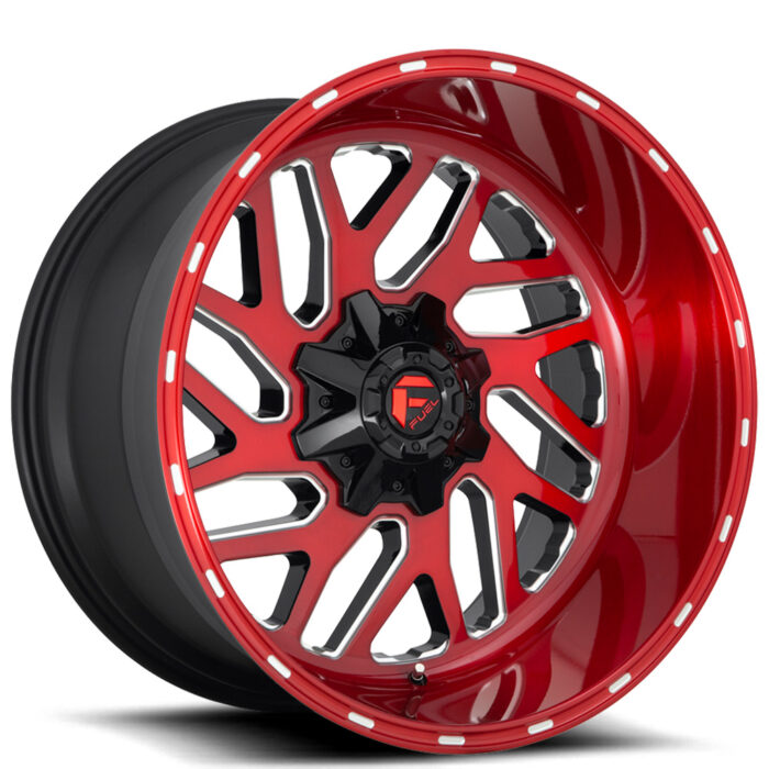22" Fuel Wheels D691 Triton Brushed Candy Red Milled Off-Road Rims