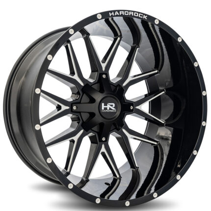 22" Hardrock Wheels H700 Affliction Gloss Black Milled Off-Road Rims