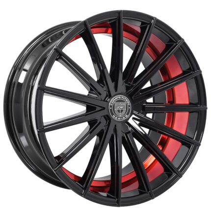 22" Lexani Wheels Pegasus Gloss Black with Red Tint Accent Rims
