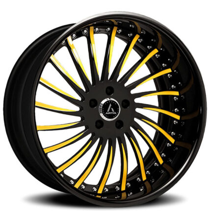 22" Staggered Artis Forged Wheels International Custom 2-Tone Face with Black Lip Rims