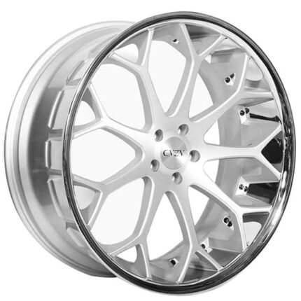 22" Staggered Azad Wheels AZ99 Silver with Chrome SS Lip Polaris Slingshot / 3-Wheeler Rims