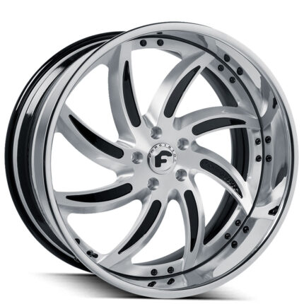 22" Staggered Forgiato Wheels Azioni Brushed Custom 2 Tone Face with Chrome Lip Forged Rims