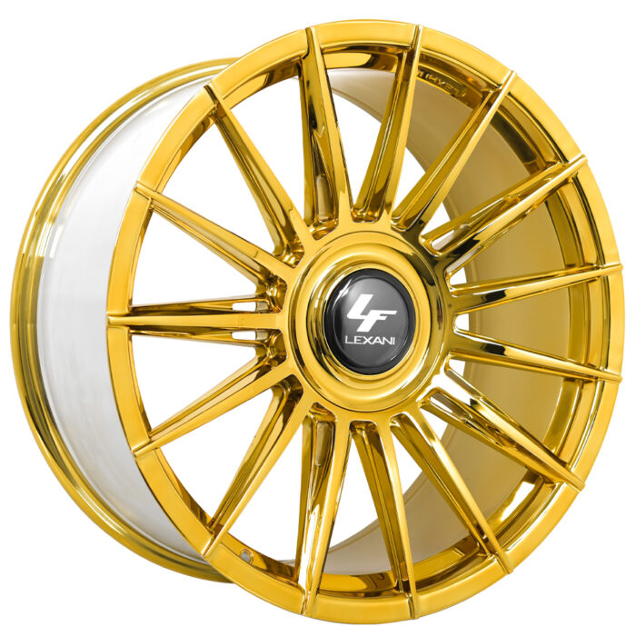 22" Staggered Lexani Wheels Lotus-XL Custom Chrome with Gold Tint Rims