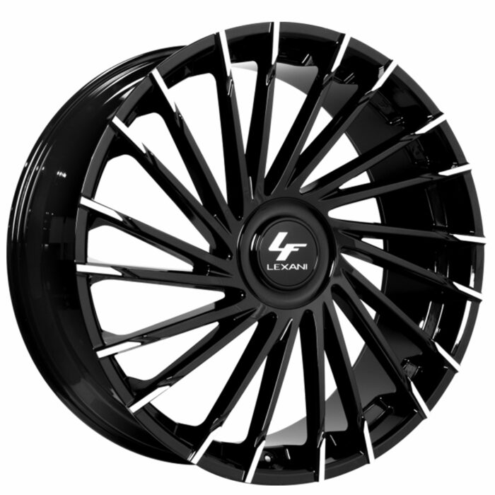 22" Staggered Lexani Wheels Wraith-XL Gloss Black Machined Tips Rims