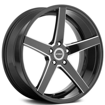 22" Strada Wheels Perfetto Gloss Black Milled Rims