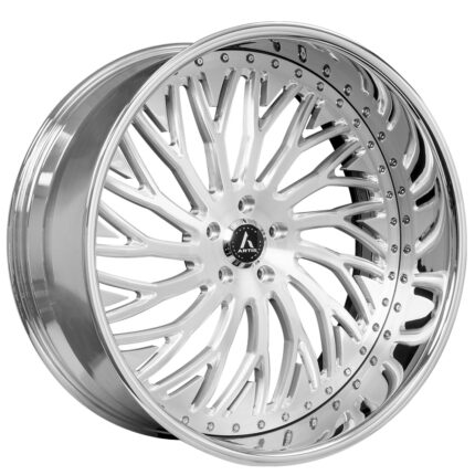 24" Artis Forged Wheels Biloxi Brushed Silver Face with Chrome Lip Rims