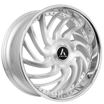 24" Artis Wheels Vantage-XL Silver Machined with SS Lip Rims