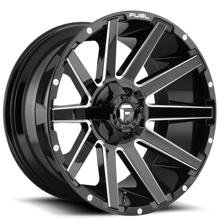 24" Fuel Wheels D615 Contra Gloss Black Milled Off-Road Rims