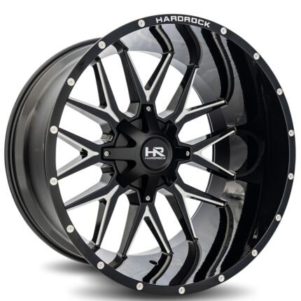 24" Hardrock Wheels H700 Affliction Gloss Black Milled Off-Road Rims