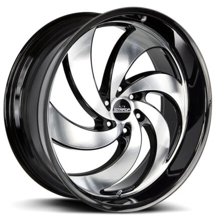 24" Strada Wheels Retro 6 Gloss Black with Machined Face Rims