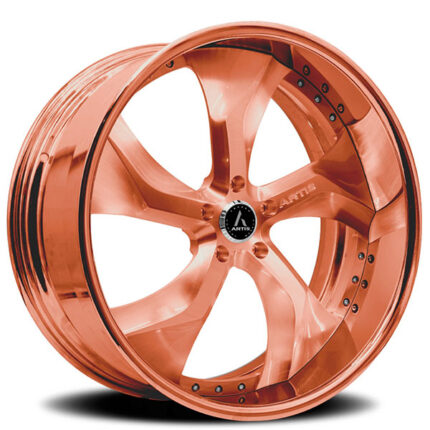 26" Artis Forged Wheels Bully Brushed Rose Gold Face with Rose Gold over Chrome Lip Rims