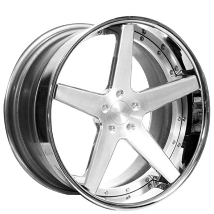 19" Staggered AC Forged Wheels ACF705 Brushed Face with Chrome Lip Three Piece Rims