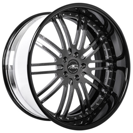 24" AC Forged Wheels ACF707 Carbon Fiber Finish with Black Lip Three Piece Rims